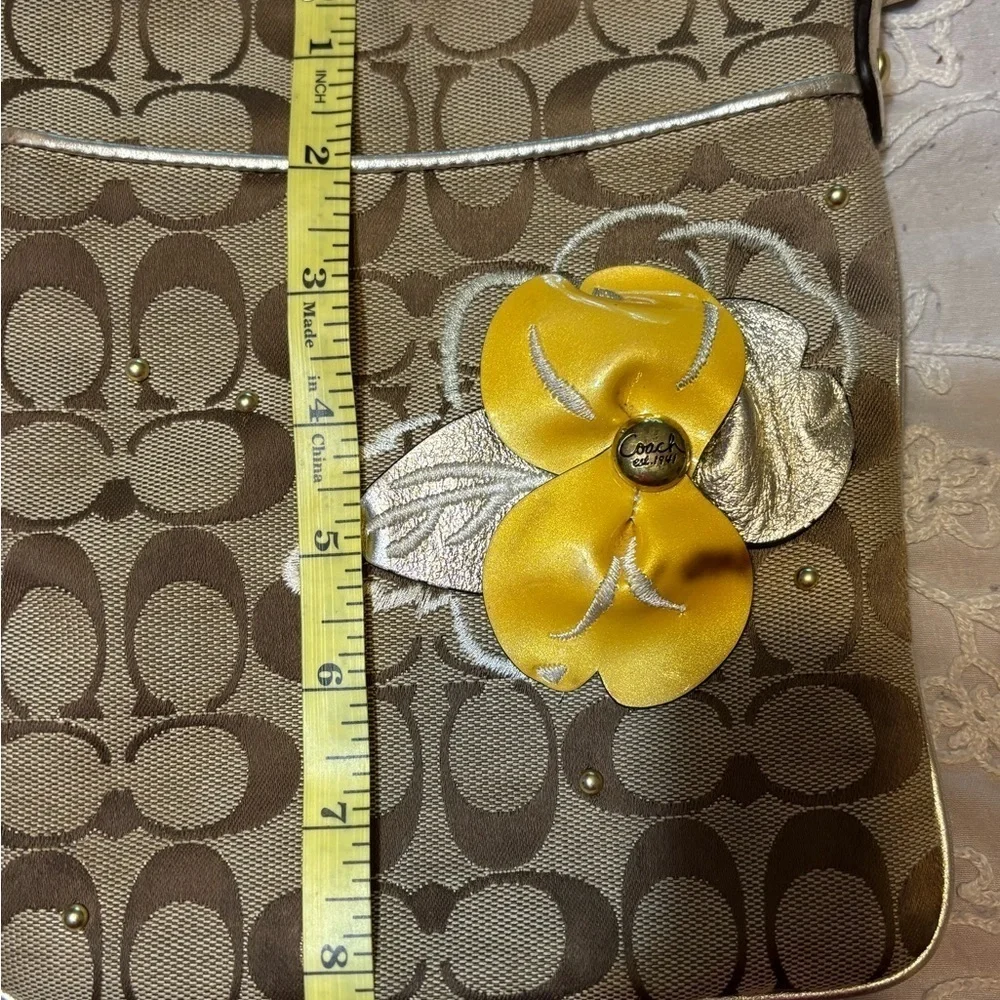 Coach Tan and Yellow Floral Crossbody Bag
